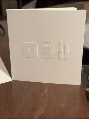 CHANEL White Embossed Makeup Icons Gifting Card